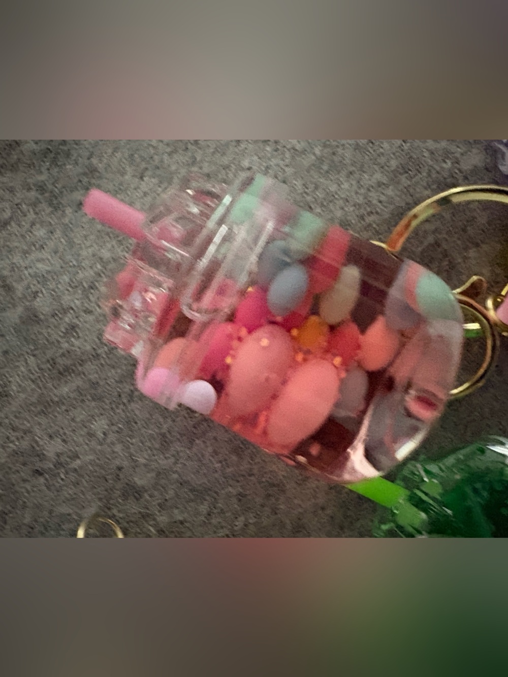 Keychain cups with liquid juice or boba tea with strap that says wish - Picture 8 of 14